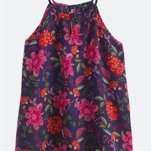 Deep Navy Blue Floral Camisole Tank Top